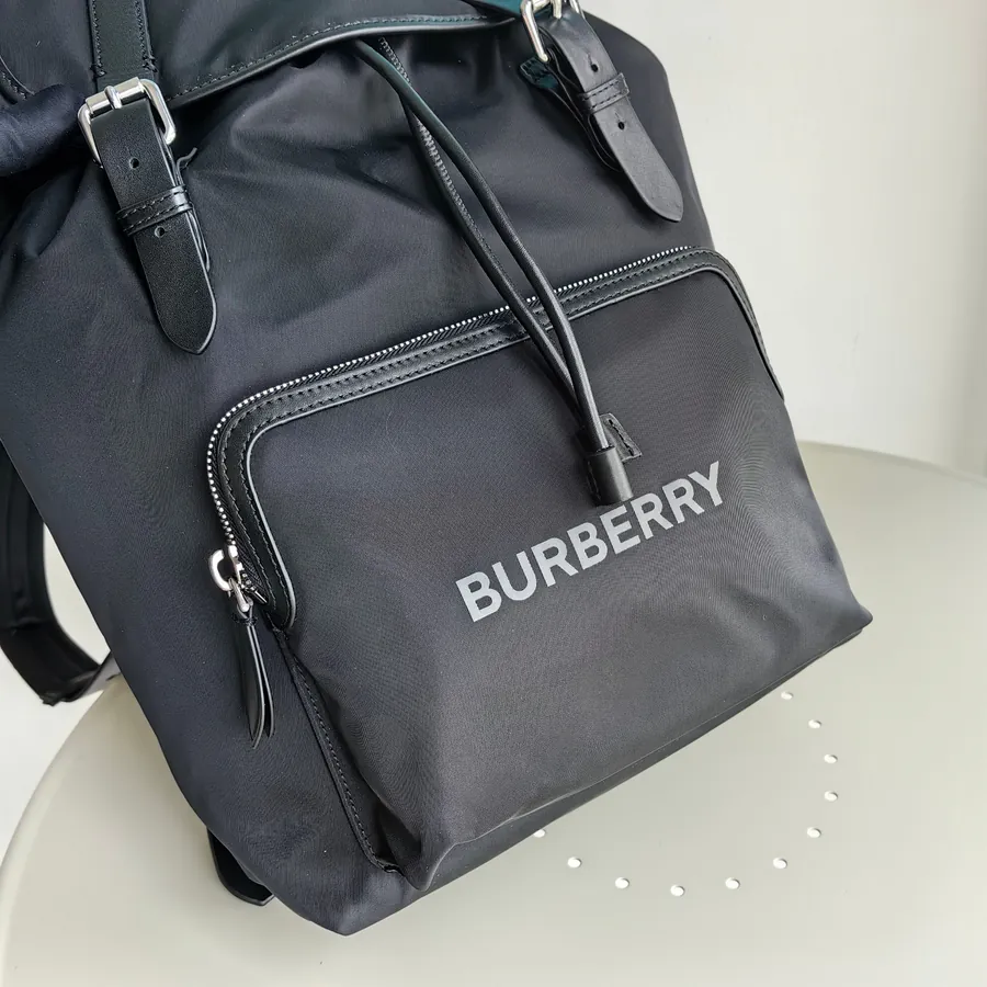 Burberry Large Canvas Military Backpack with Leather Handles