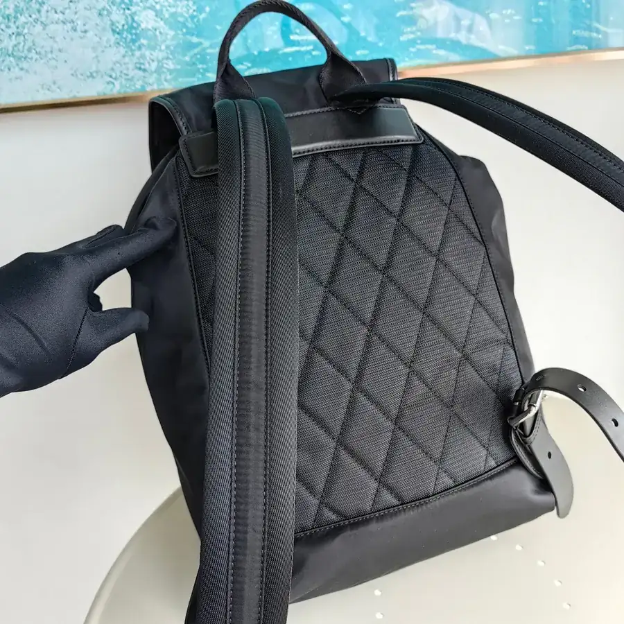 Burberry Large Canvas Military Backpack with Leather Handles