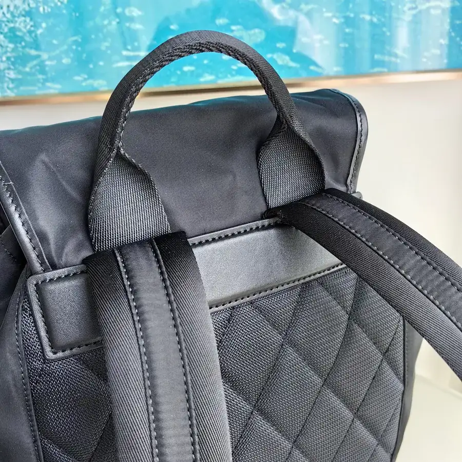 Burberry Large Canvas Military Backpack with Leather Handles