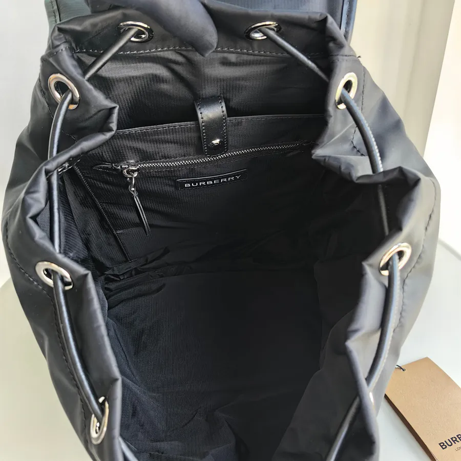 Burberry Large Canvas Military Backpack with Leather Handles