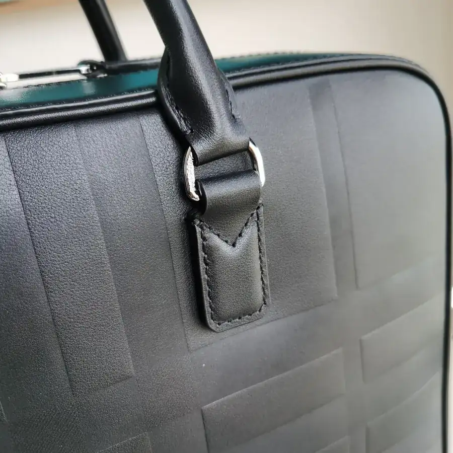 Burberry New Compact Briefcase with Brand Logo Grained Embossing