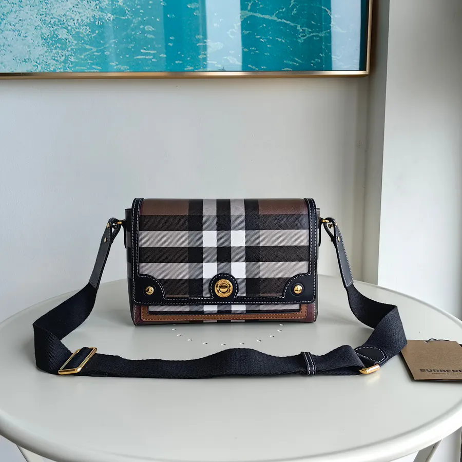 B Brand Top tier Note Bag with Grained Calfskin and Embossed Pattern