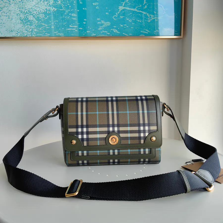 B Brand Top tier Note Bag with Grained Calfskin and Embroidered Monogram