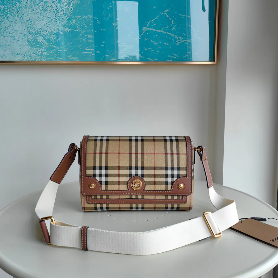 B Brand Top tier Note Bag with Grained Calfskin and Embroidered Pattern