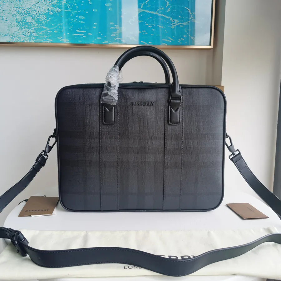 Burberry New Compact Briefcase with Brand Logo