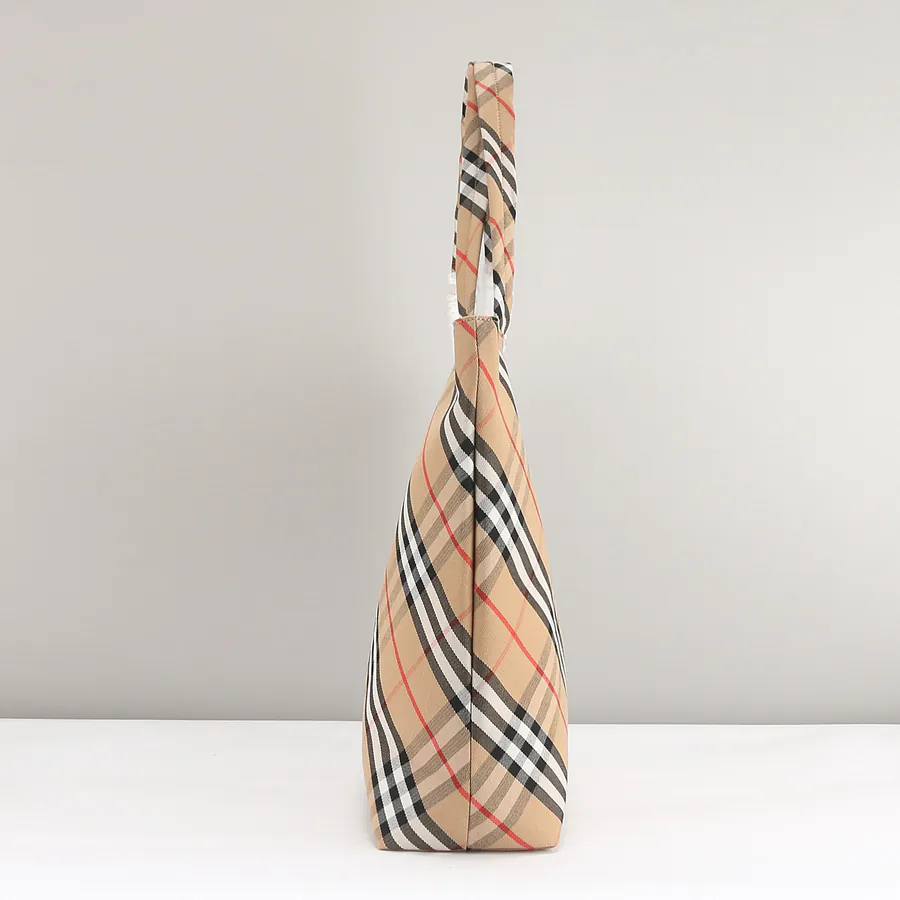 Burberry Classic Canvas Tote Bag with Grained Calfskin