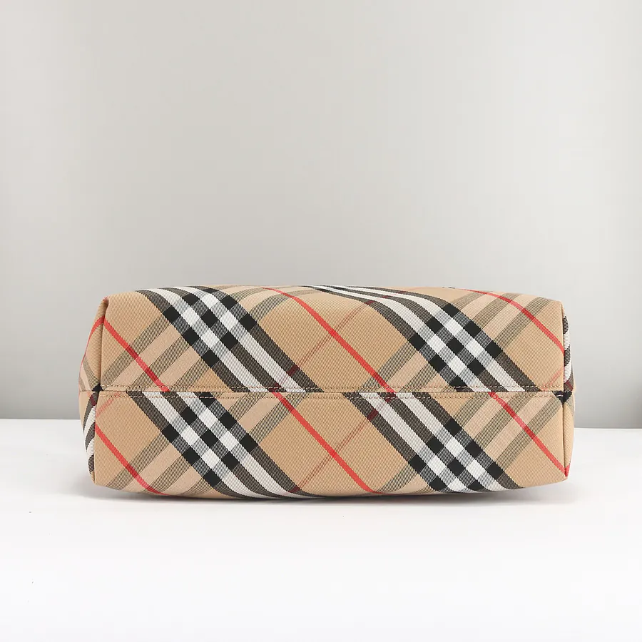 Burberry Classic Canvas Tote Bag with Grained Calfskin