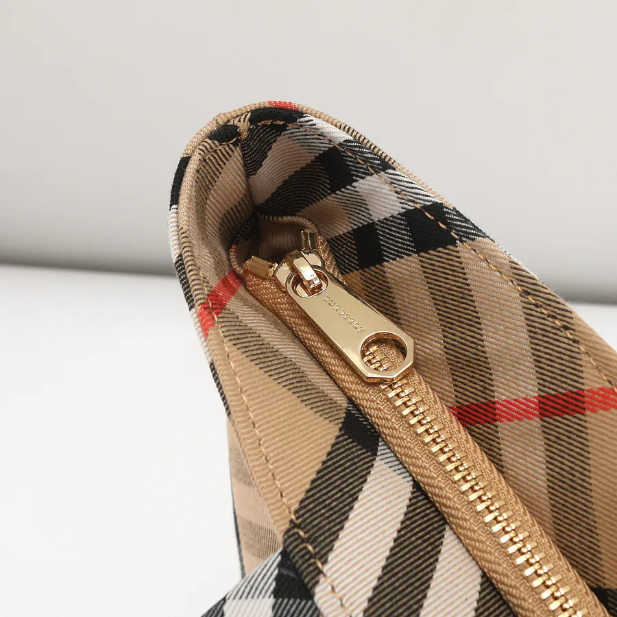Burberry Classic Canvas Tote Bag with Grained Calfskin