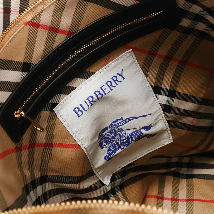 Burberry Classic Canvas Tote Bag with Grained Calfskin