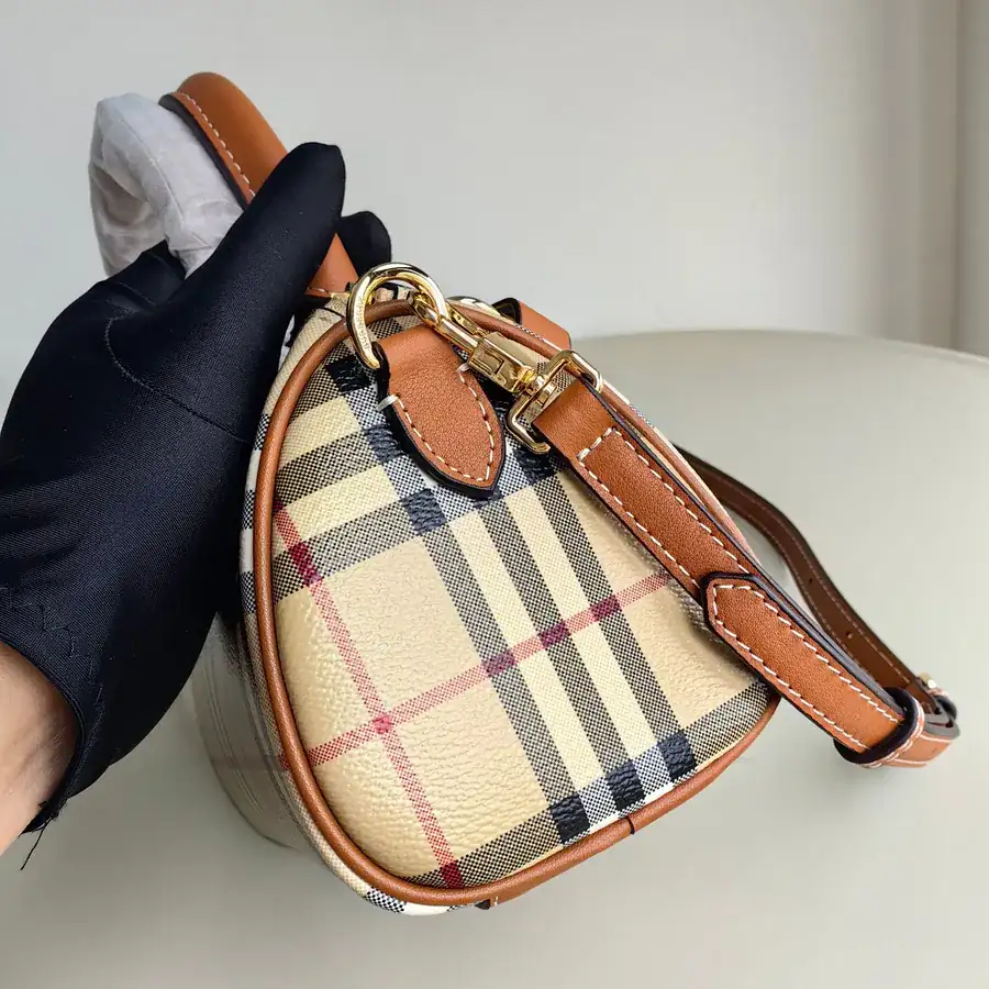 Burberry Structured Design Tote with Leather Strap and Luggage Tag