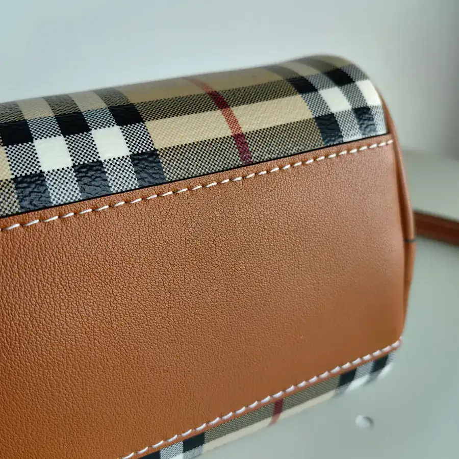 Burberry Structured Design Tote with Leather Strap and Luggage Tag
