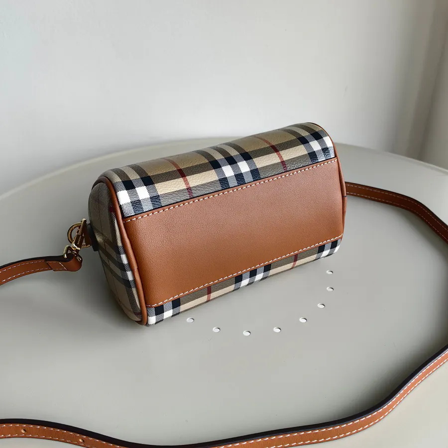 Burberry Structured Design Tote with Leather Strap and Luggage Tag