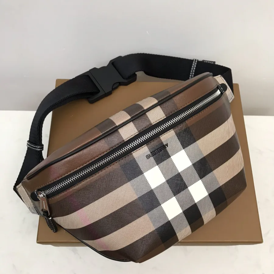 B Brand Premium Waist Bag with Signature Texture Design