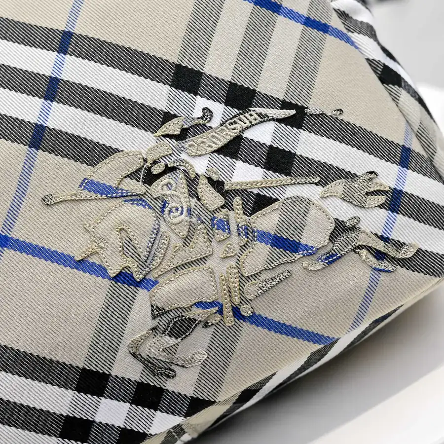B Brand New Tote Bag with Grained Calfskin and EKD Embroidery
