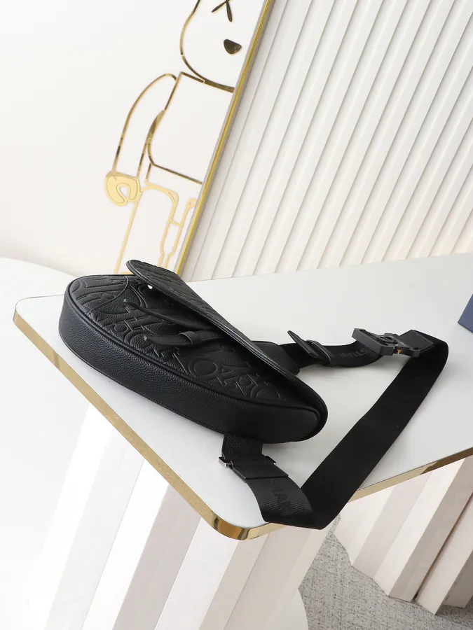 Gravity Print Satchel in Black Grained Calfskin