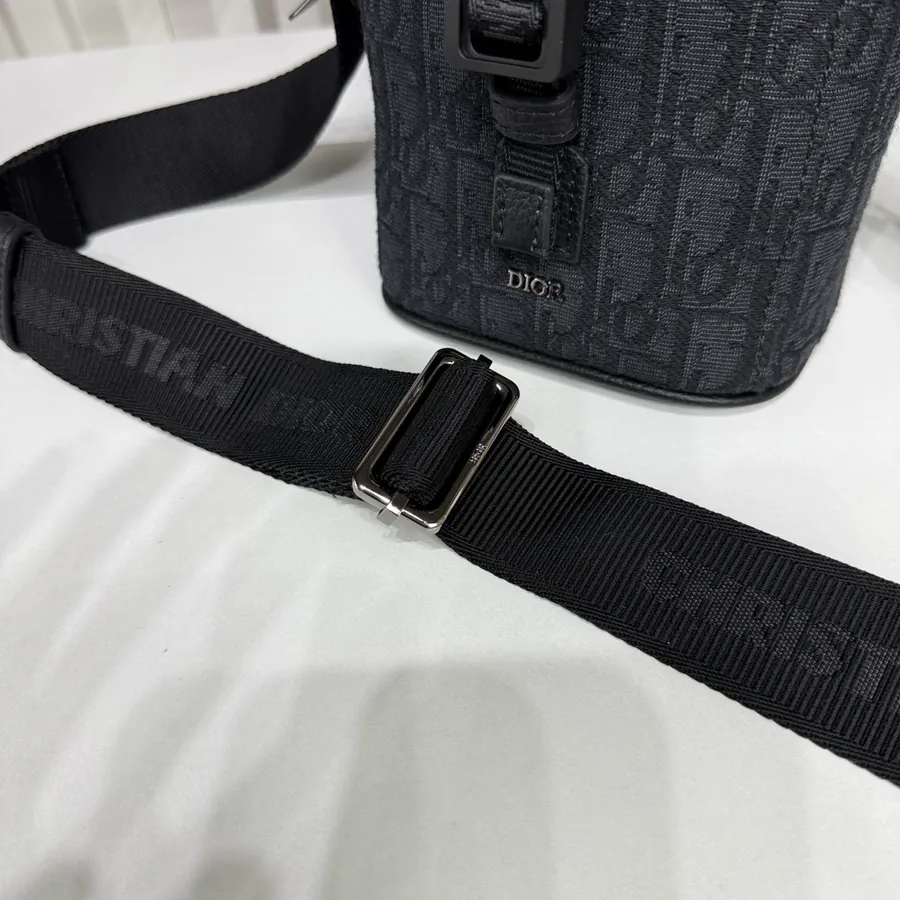 Hit The Road Mini Vertical Flip Messenger Bag Black Grained Calfskin