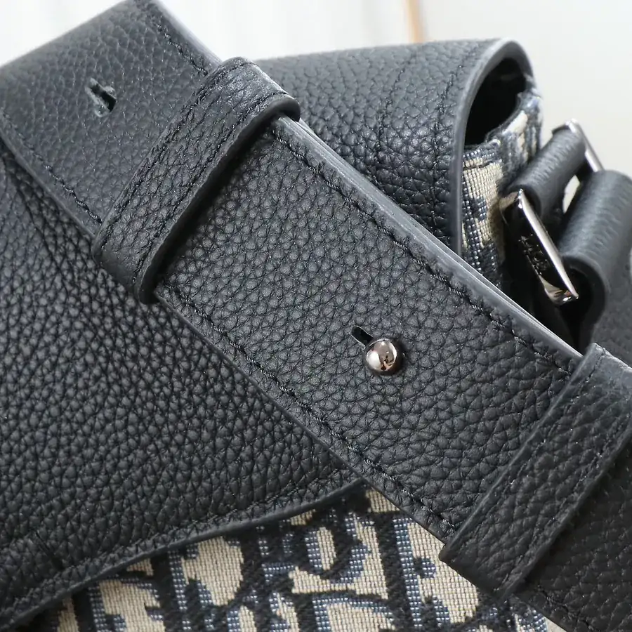 Mini Saddle Messenger Bag Grained Calfskin & Oblique Print