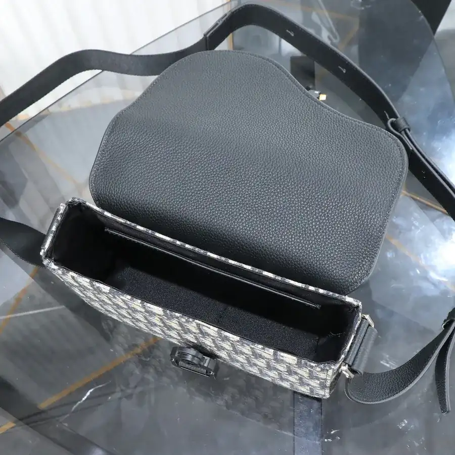 Mini Saddle Messenger Bag Grained Calfskin & Oblique Print