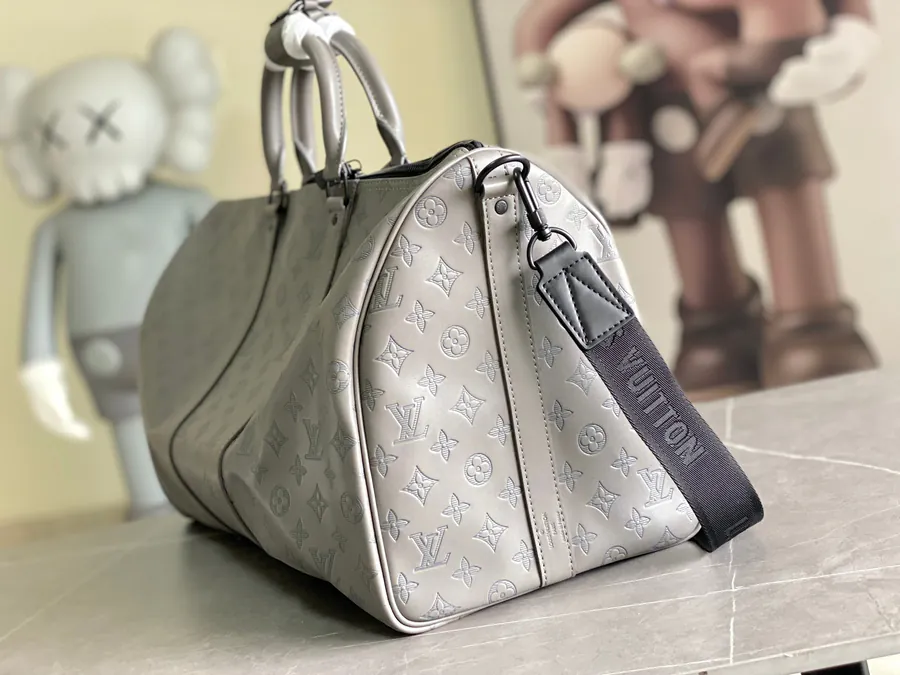 Louis Vuitton New Version Keepall Travel Bag in Monogram Shadow Leather