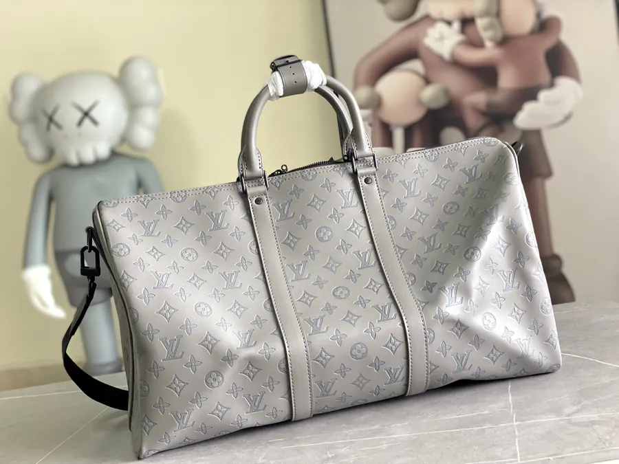 Louis Vuitton New Version Keepall Travel Bag in Monogram Shadow Leather