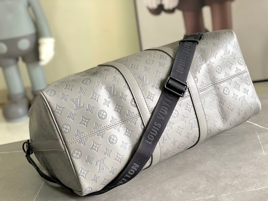 Louis Vuitton New Version Keepall Travel Bag in Monogram Shadow Leather