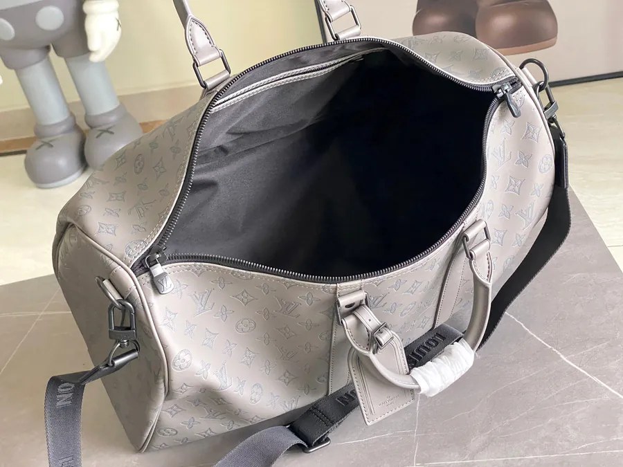 Louis Vuitton New Version Keepall Travel Bag in Monogram Shadow Leather