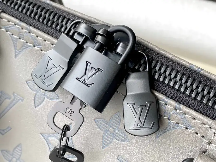 Louis Vuitton New Version Keepall Travel Bag in Monogram Shadow Leather