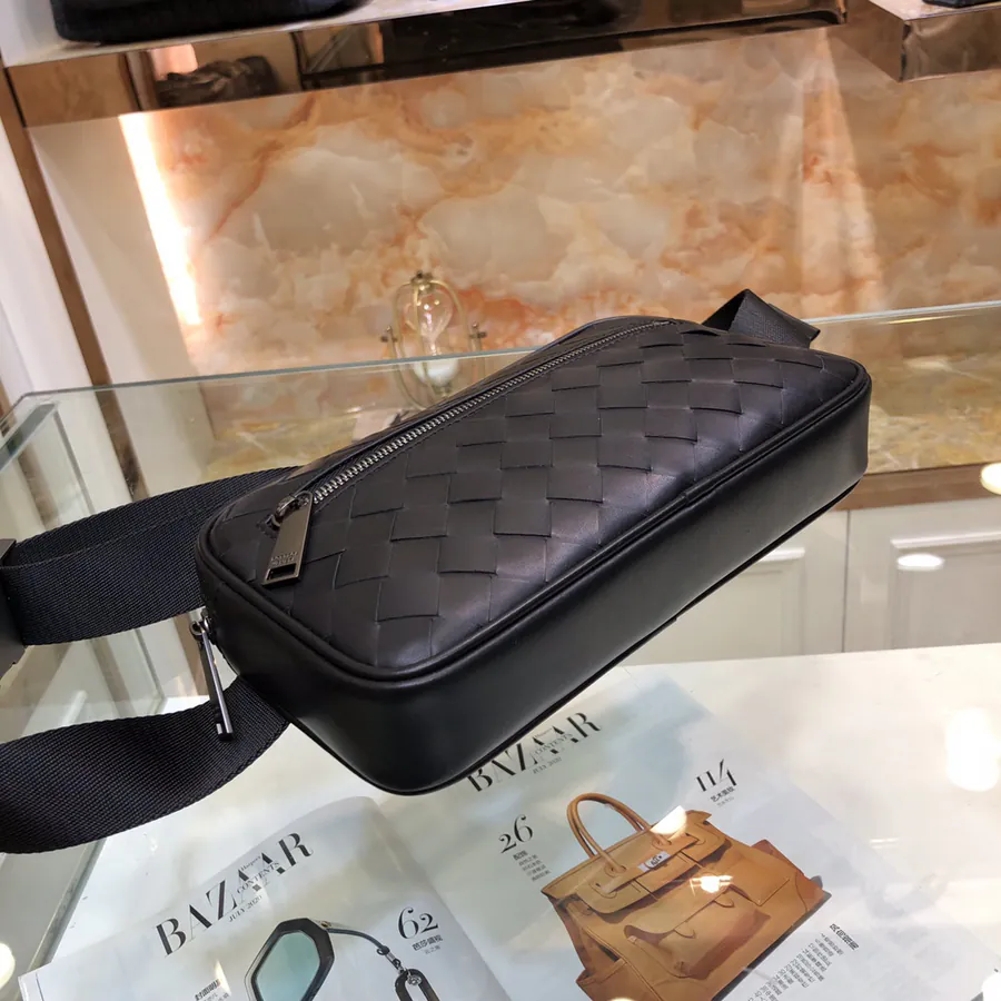 BV New Intrecciato 15 Woven Leather Mini Waist Bag