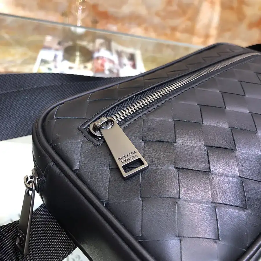 BV New Intrecciato 15 Woven Leather Mini Waist Bag