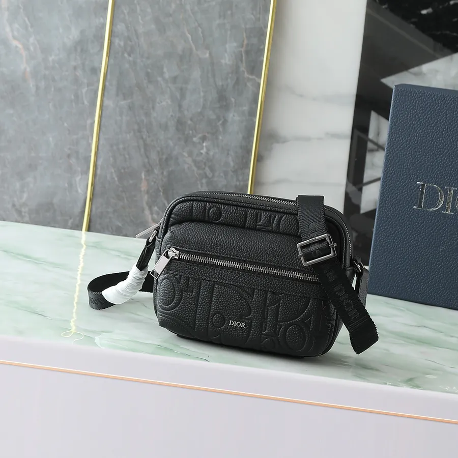 Rider 2.0 Zip Messenger Bag Mini Size, Black Calfskin