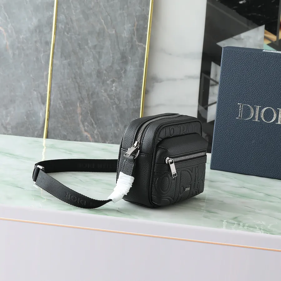 Rider 2.0 Zip Messenger Bag Mini Size, Black Calfskin