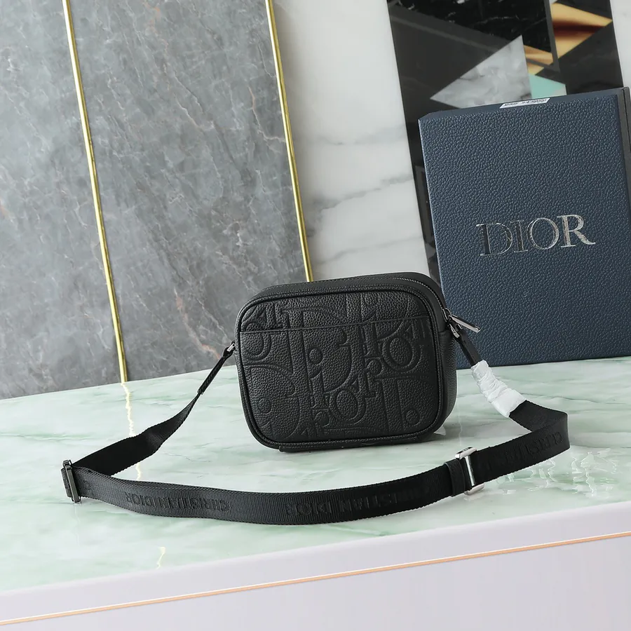 Rider 2.0 Zip Messenger Bag Mini Size, Black Calfskin