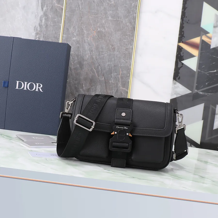 Hit The Road Handbag with Strap Black Grained Calfskin