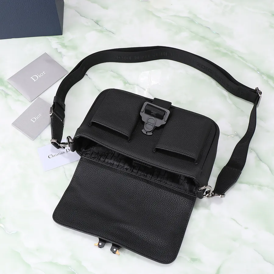 Hit The Road Handbag with Strap Black Grained Calfskin