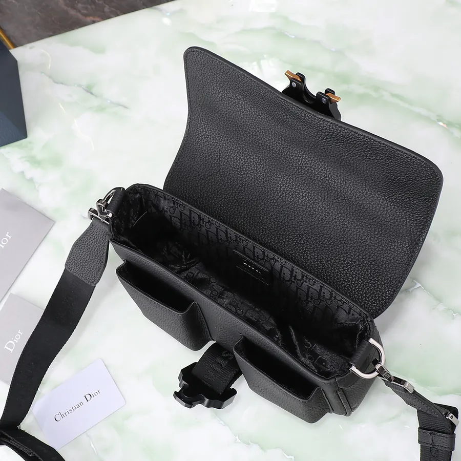 Hit The Road Handbag with Strap Black Grained Calfskin