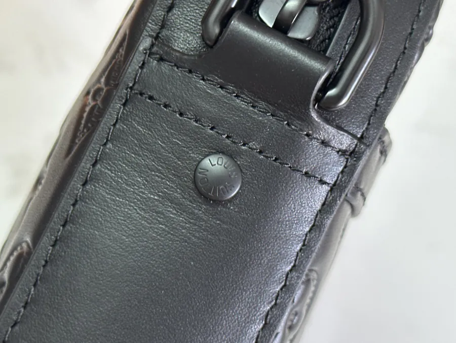 Trio Briefcase with Monogram Grained Calfskin