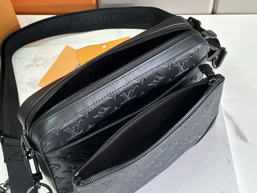 Trio Briefcase with Monogram Grained Calfskin