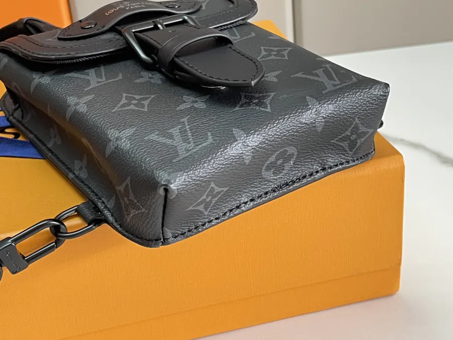 SAUMUR Shoulder Bag Monogram Eipse Canvas with Leather Details