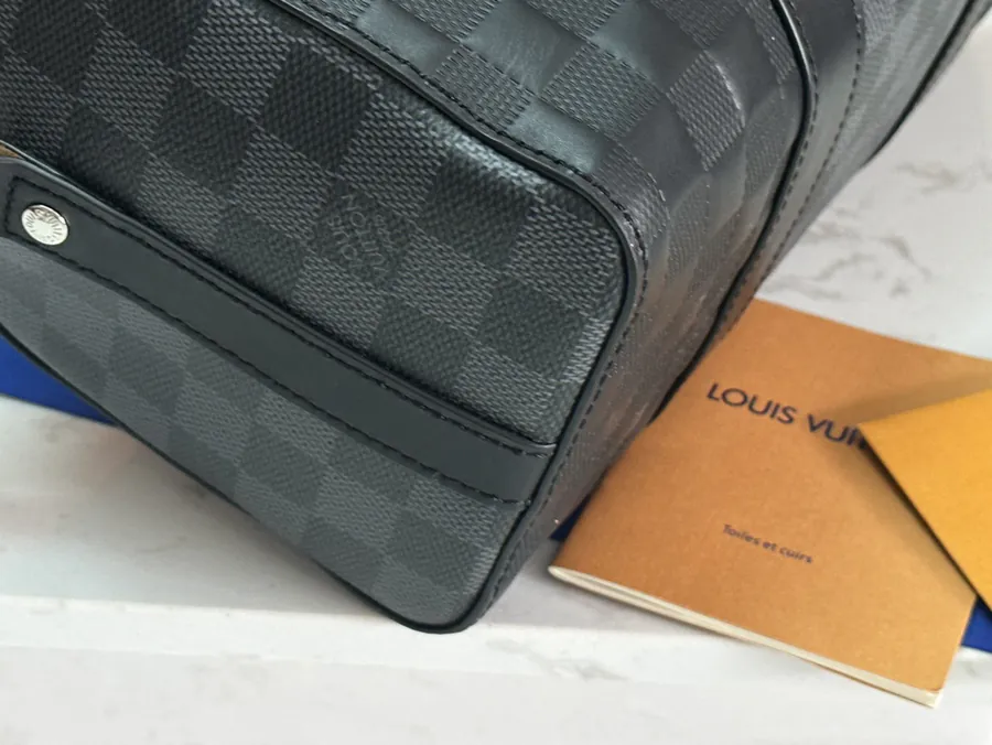 Louis Vuitton City Keepall Handbag with Damier Infini Leather and Damier Graphite Canvas