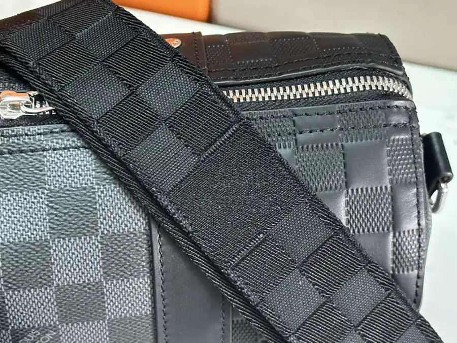 Louis Vuitton City Keepall Handbag with Damier Infini Leather and Damier Graphite Canvas