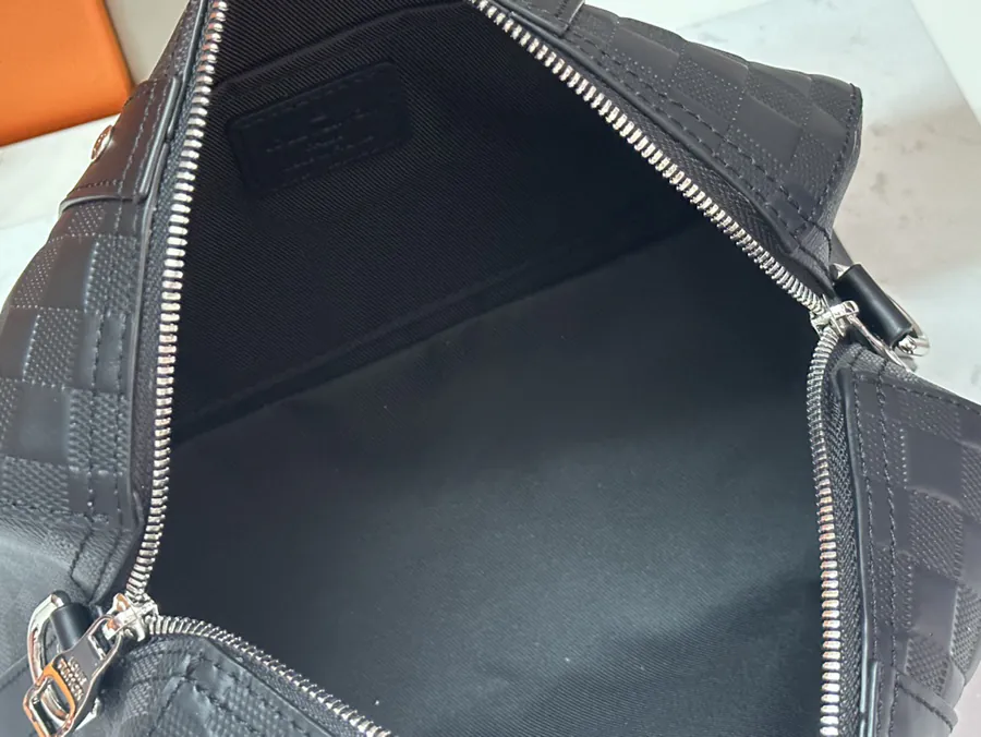 Louis Vuitton City Keepall Handbag with Damier Infini Leather and Damier Graphite Canvas