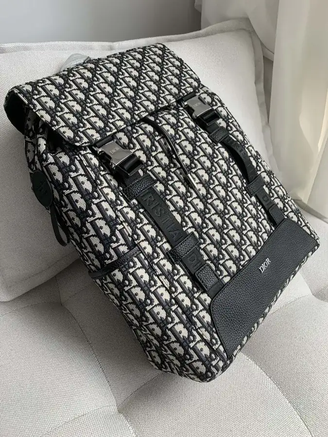 Dior Oblique Print Letter Canvas Backpack