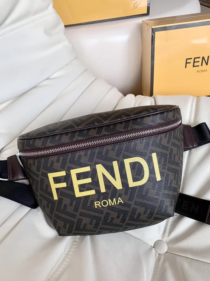 Fendi Brown Grained Calfskin Double F Tote