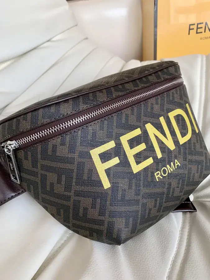 Fendi Brown Grained Calfskin Double F Tote