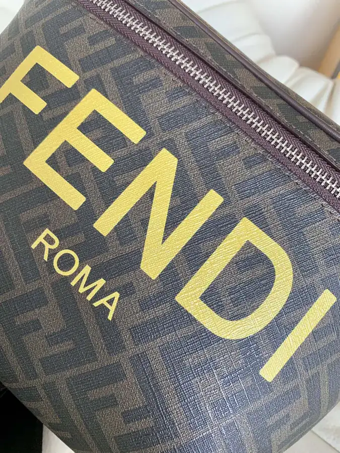 Fendi Brown Grained Calfskin Double F Tote