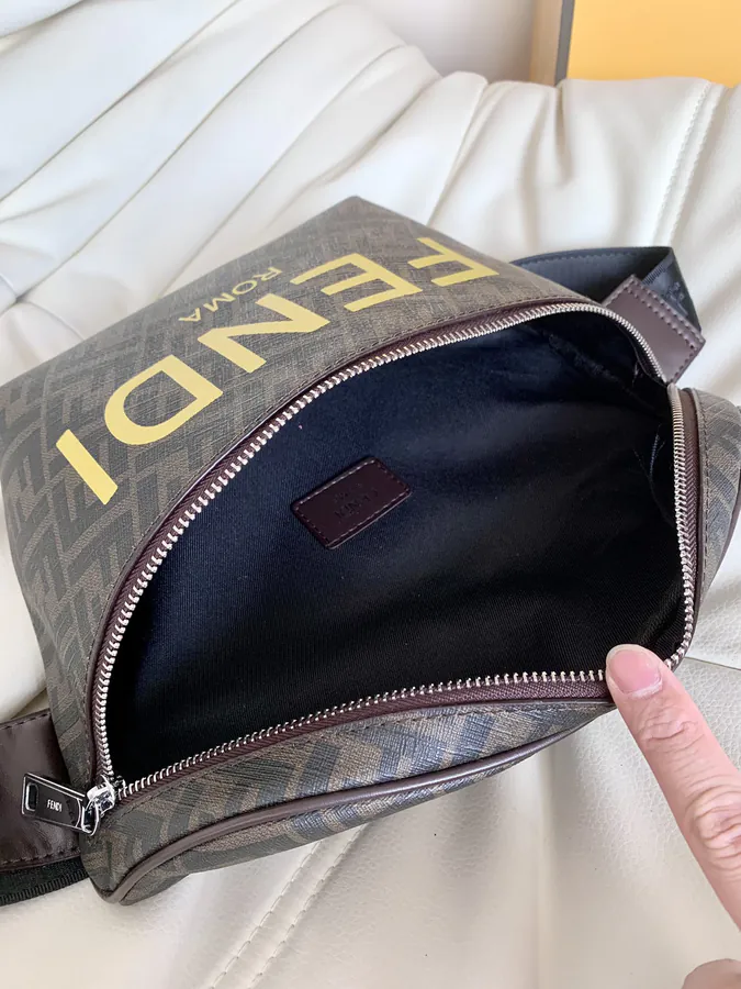 Fendi Brown Grained Calfskin Double F Tote