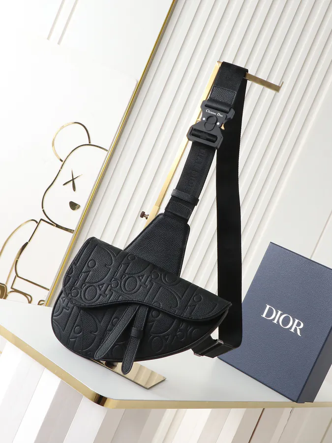 Gravity Print Satchel in Black Grained Calfskin