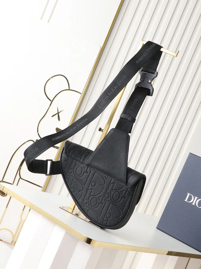 Gravity Print Satchel in Black Grained Calfskin