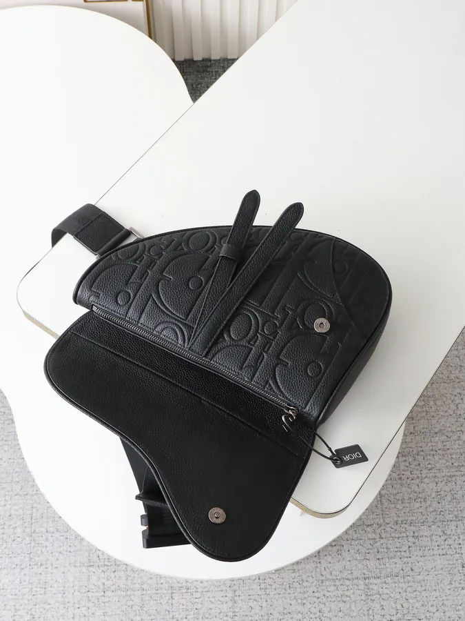 Gravity Print Satchel in Black Grained Calfskin