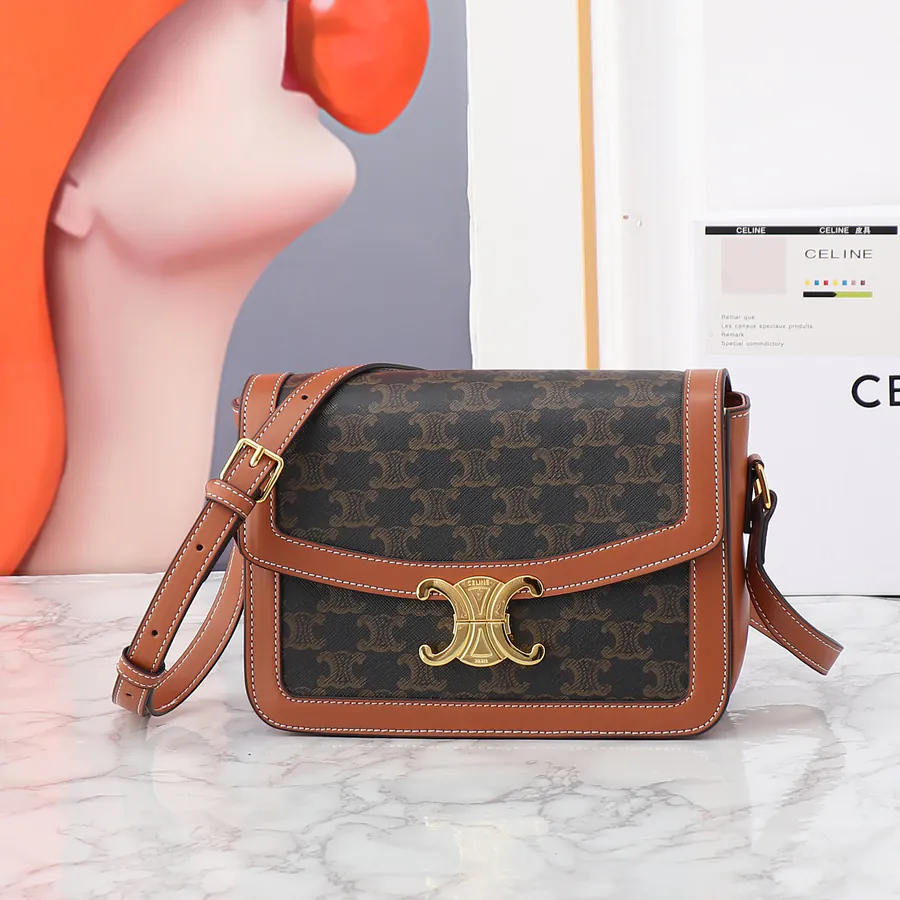 Celine Triomphe Vintage Bucket Bag with Gold Hardware